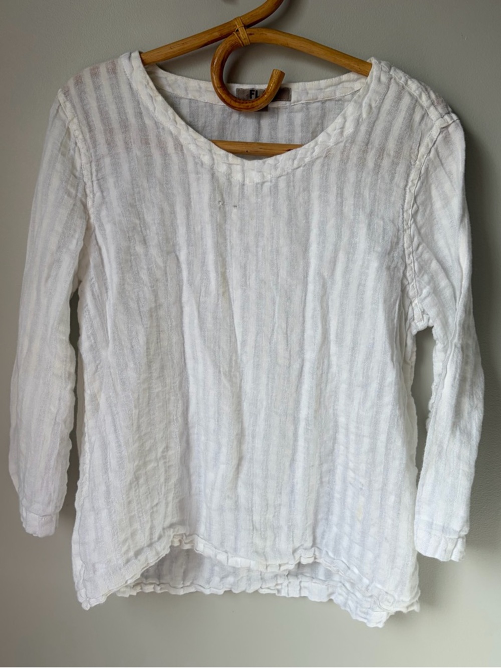 Flax White Linen Long Sleeve Shirt Women’s Medium